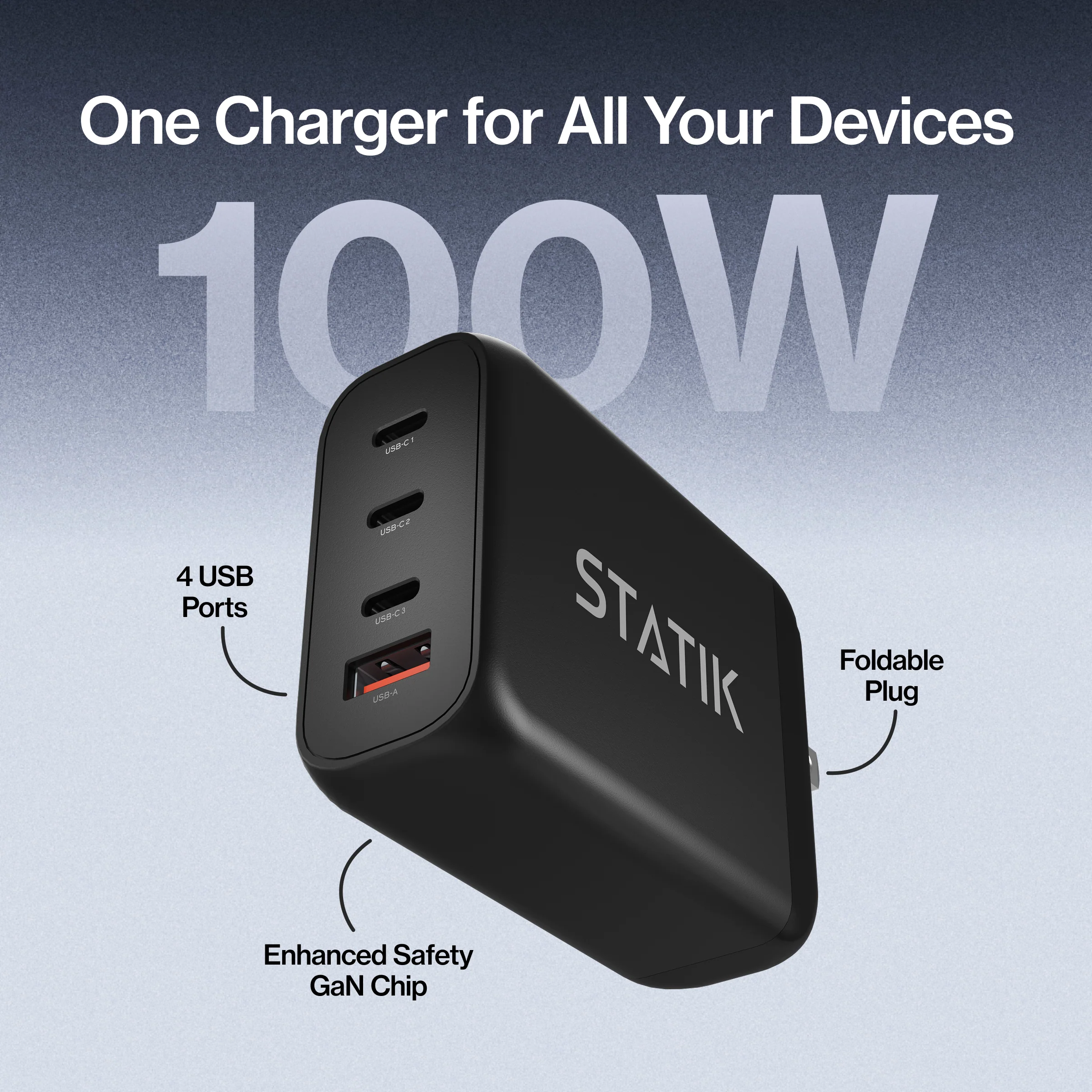 100W GaN Charger Global | Includes 3 International Plug Adapters (EU, UK, AU) - Image 3