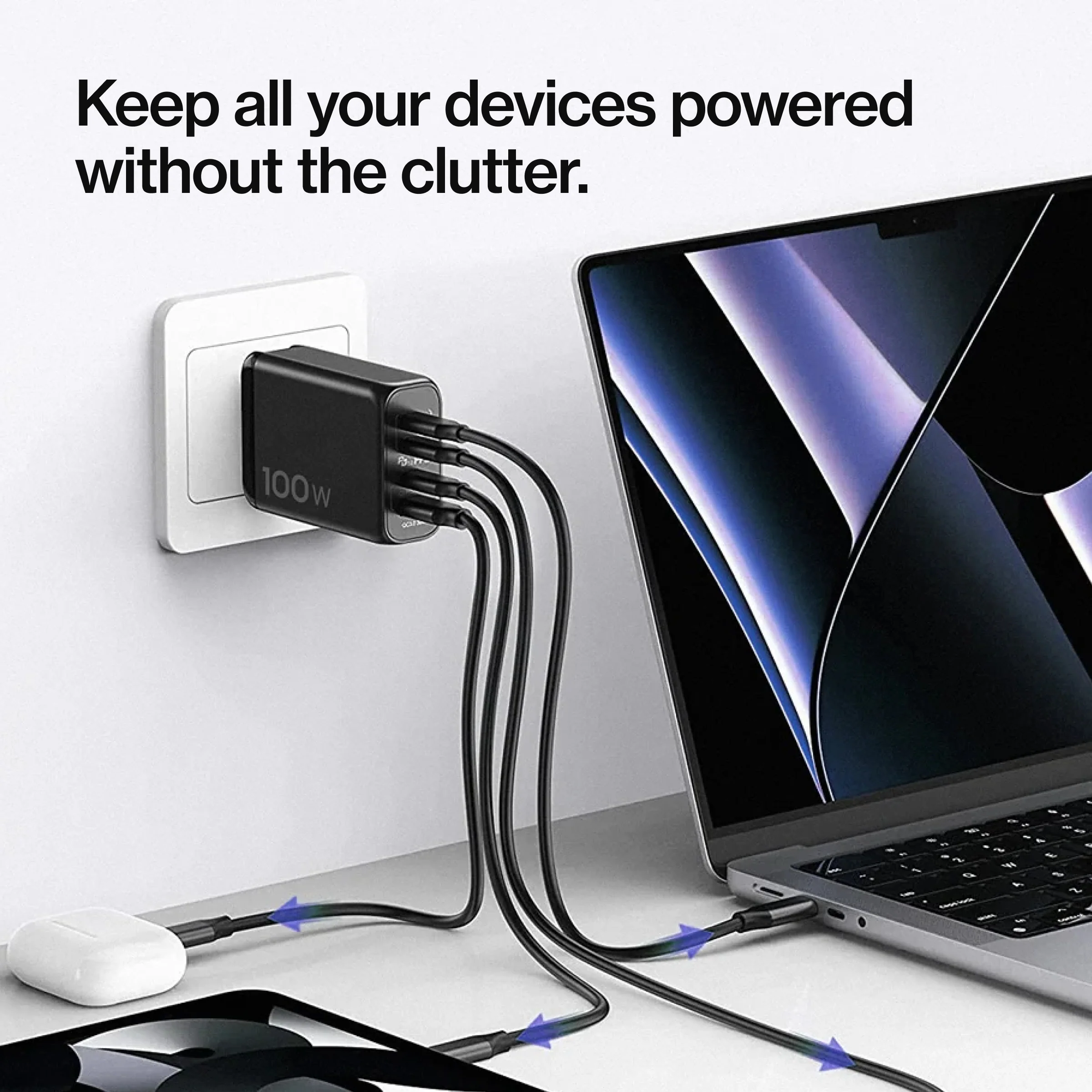 100W GaN Charger Global | Includes 3 International Plug Adapters (EU, UK, AU) - Image 4
