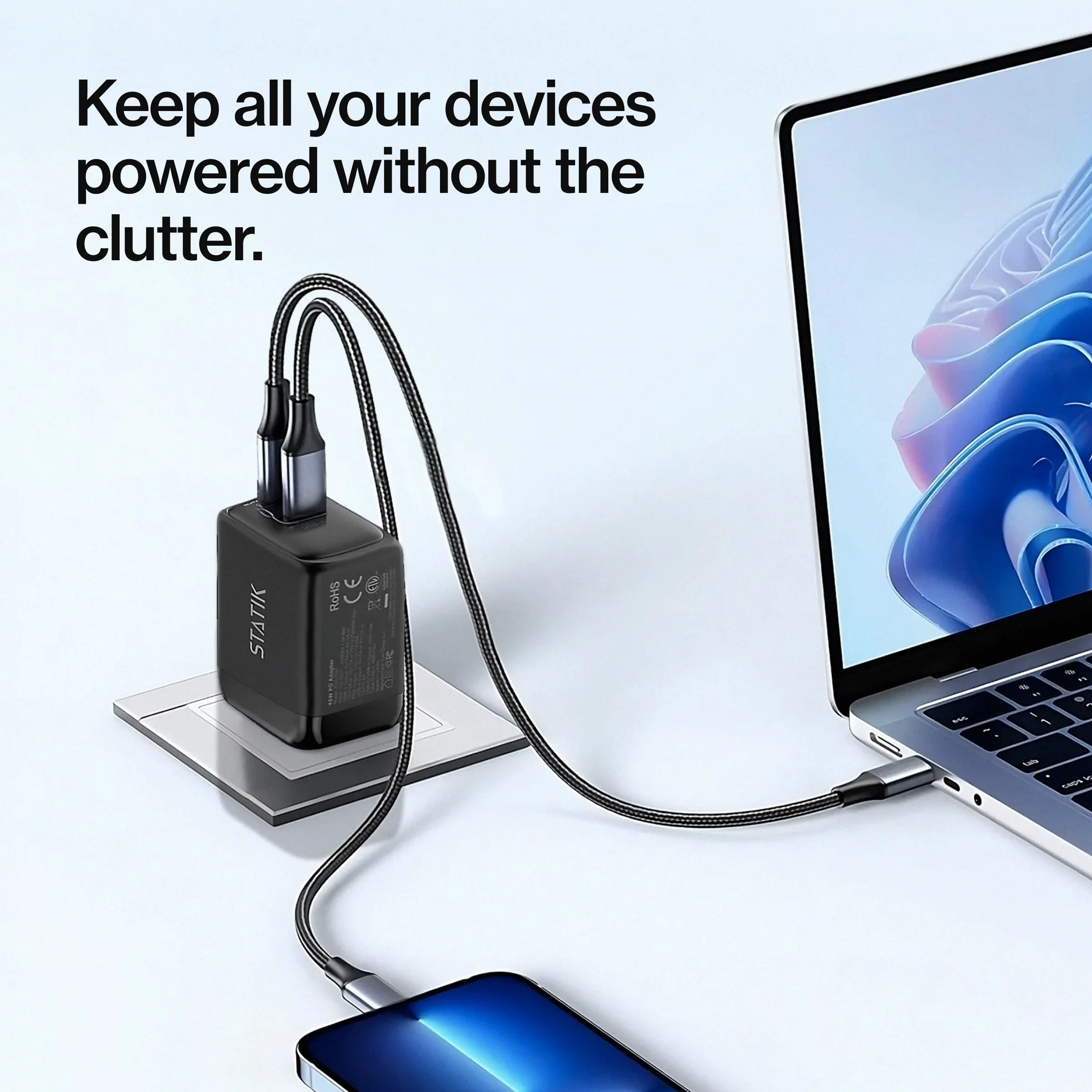 48W GaN Power Adapter | 2 Port Wall Charger | Universal & Compact - Image 4