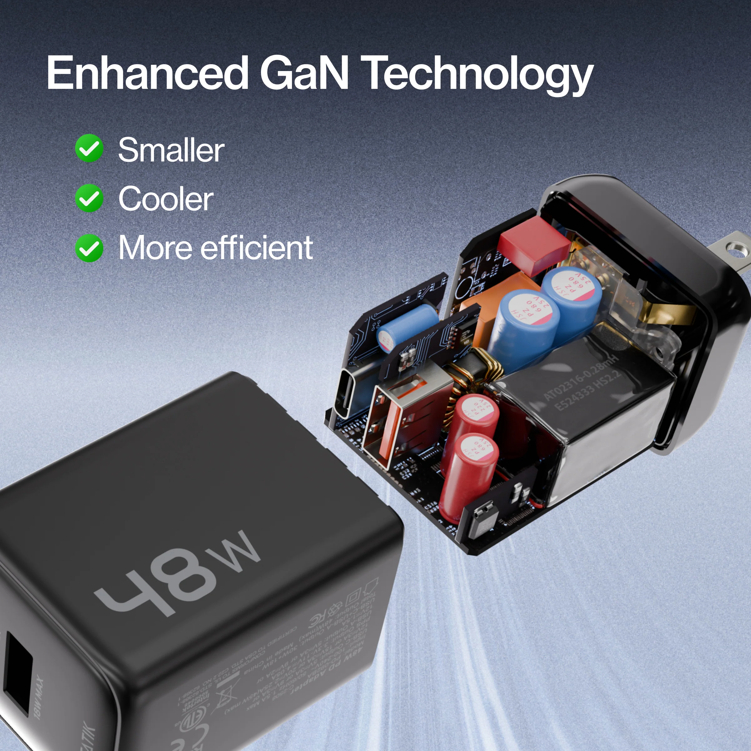 48W GaN Power Adapter | 2 Port Wall Charger | Universal & Compact - Image 5