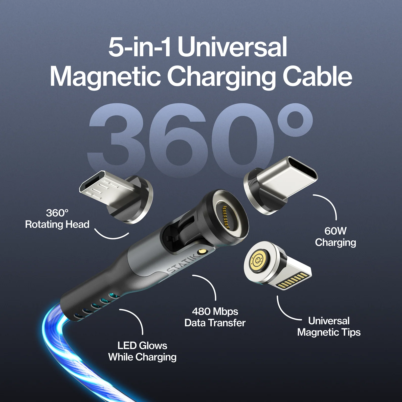 GloBright® 360 Pro | Universal Magnetic Charge & Data Cable - Image 3