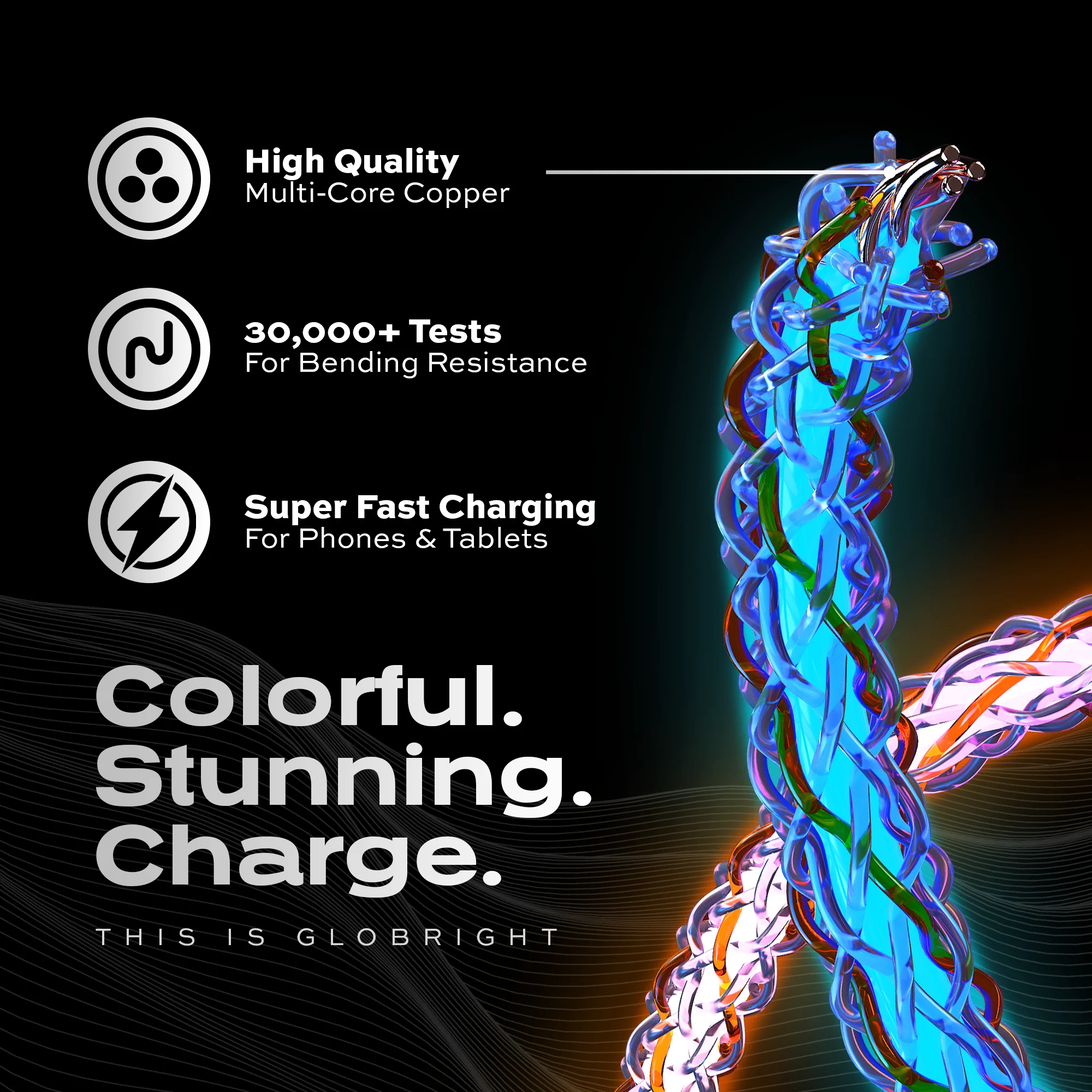 GloBright® USB-C | Braided LED Cable | 100W BlitzCharge - Image 4
