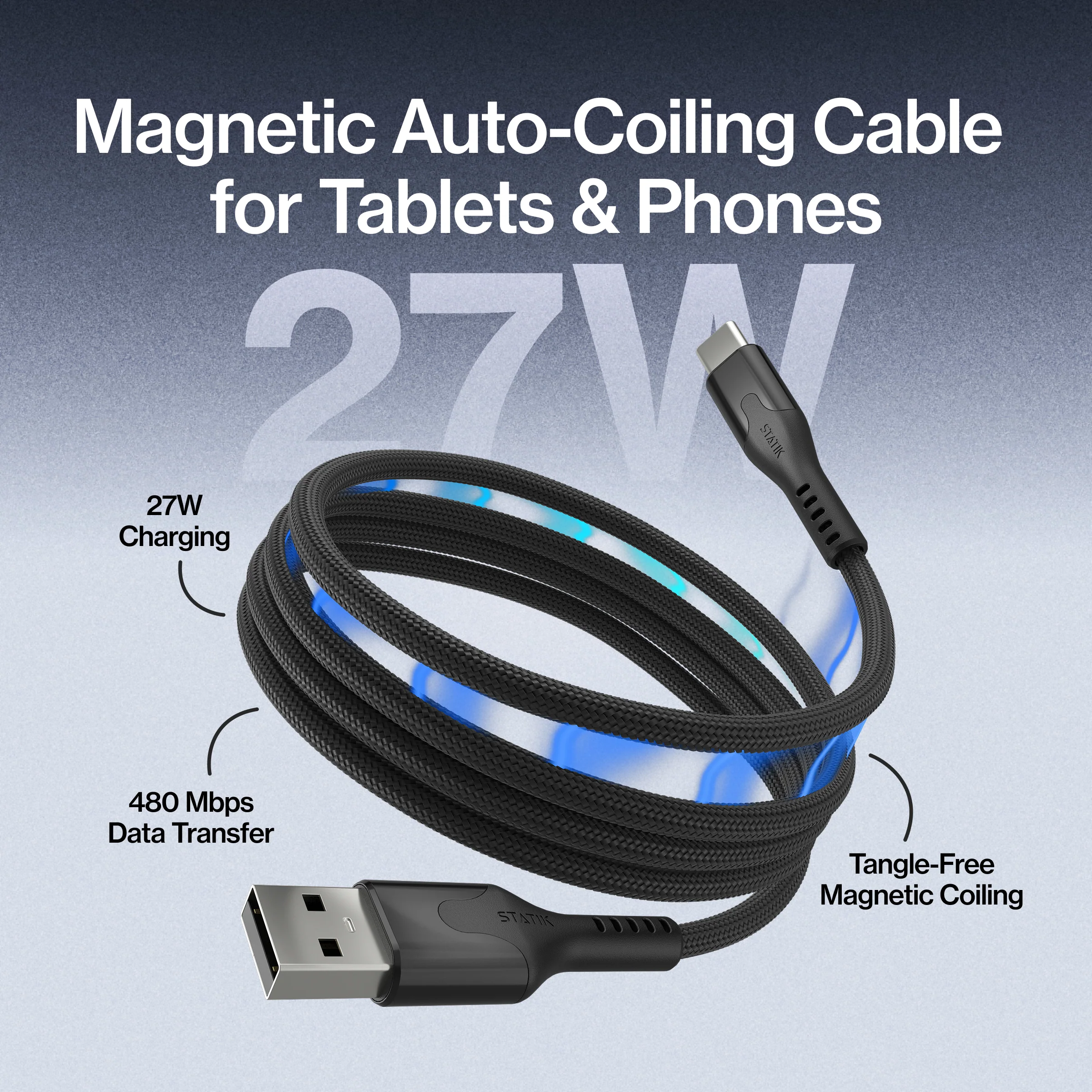 MagStack® | Tangle-Free Magnetic Nylon | Charge & Data Cable - Image 3