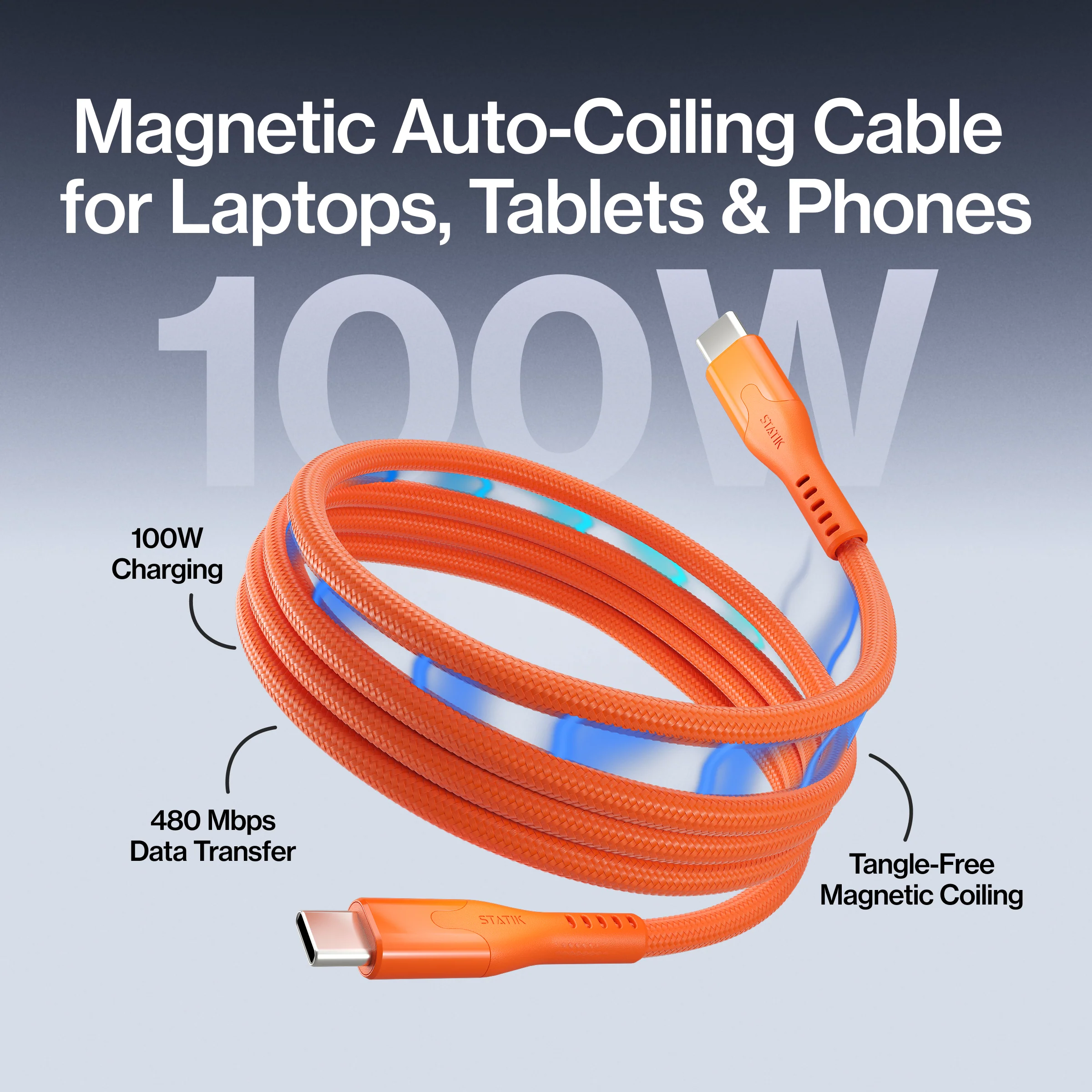 MagStack® Pro | Fast Charge & Data Cable | Tangle-Free Magnetic Nylon - Image 3