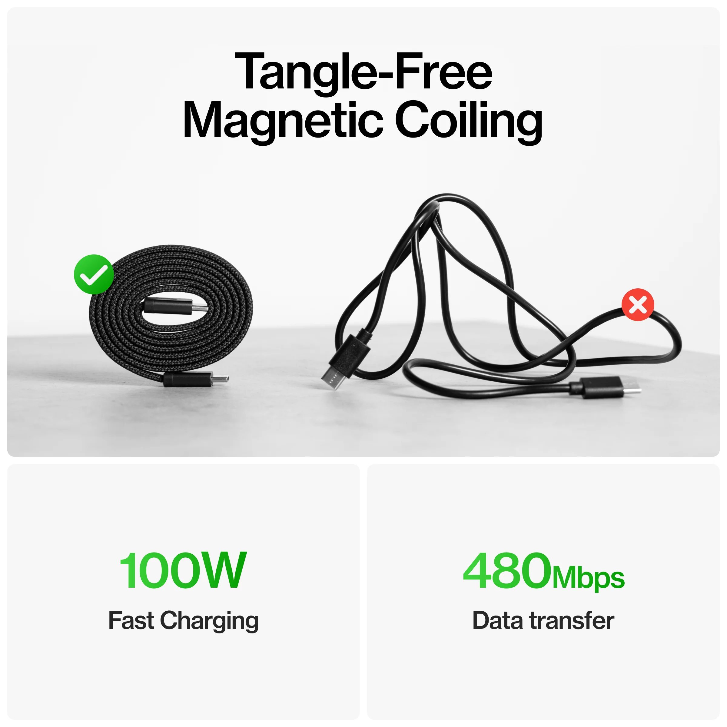 MagStack® Slim Pro | Tangle-Free Magnetic Nylon | Fast Charging Data Cable - Image 7