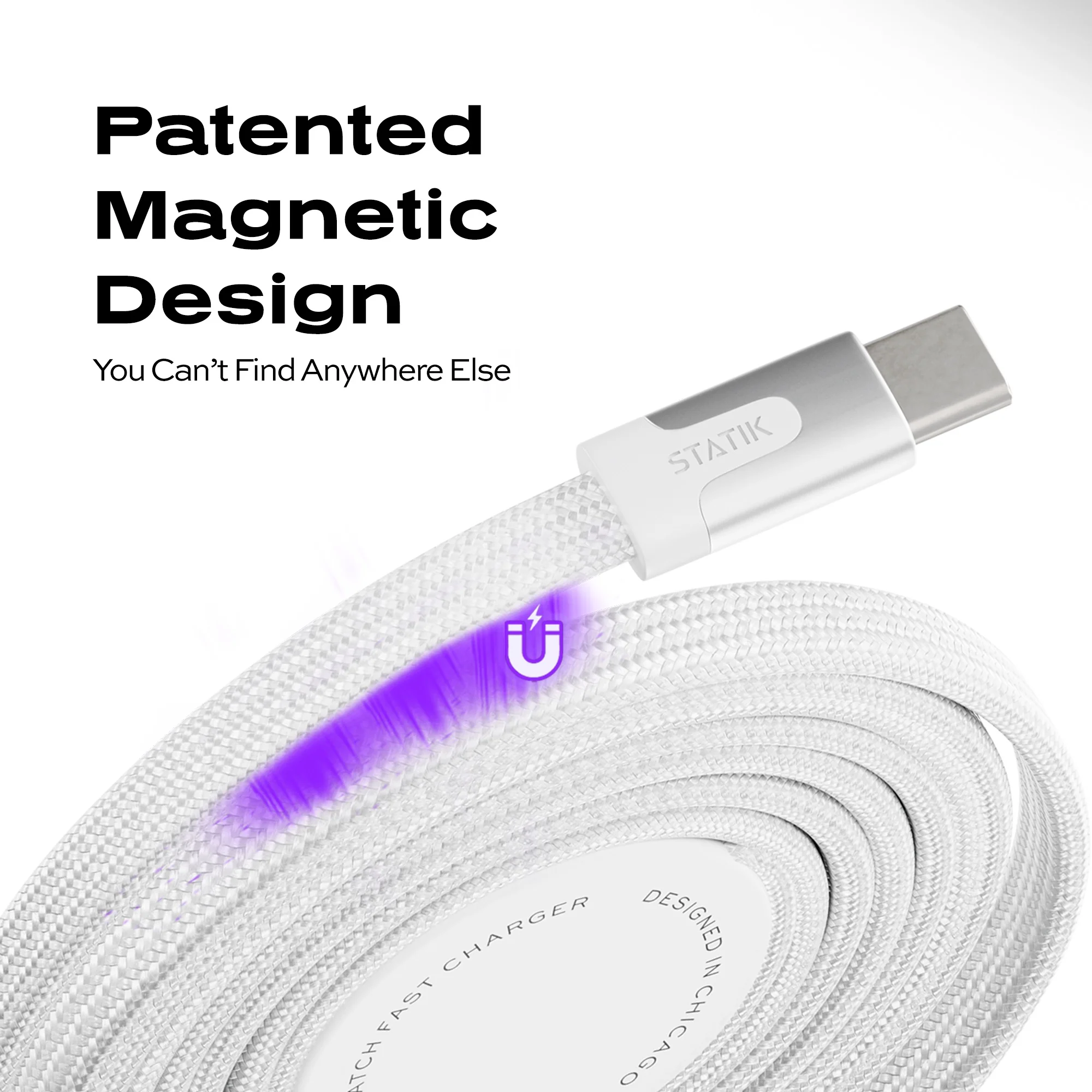 MagStack® Slim For Apple Watch | USB-C Apple Watch Cable | Tangle-Free Magnetic Nylon | 3ft - Image 4