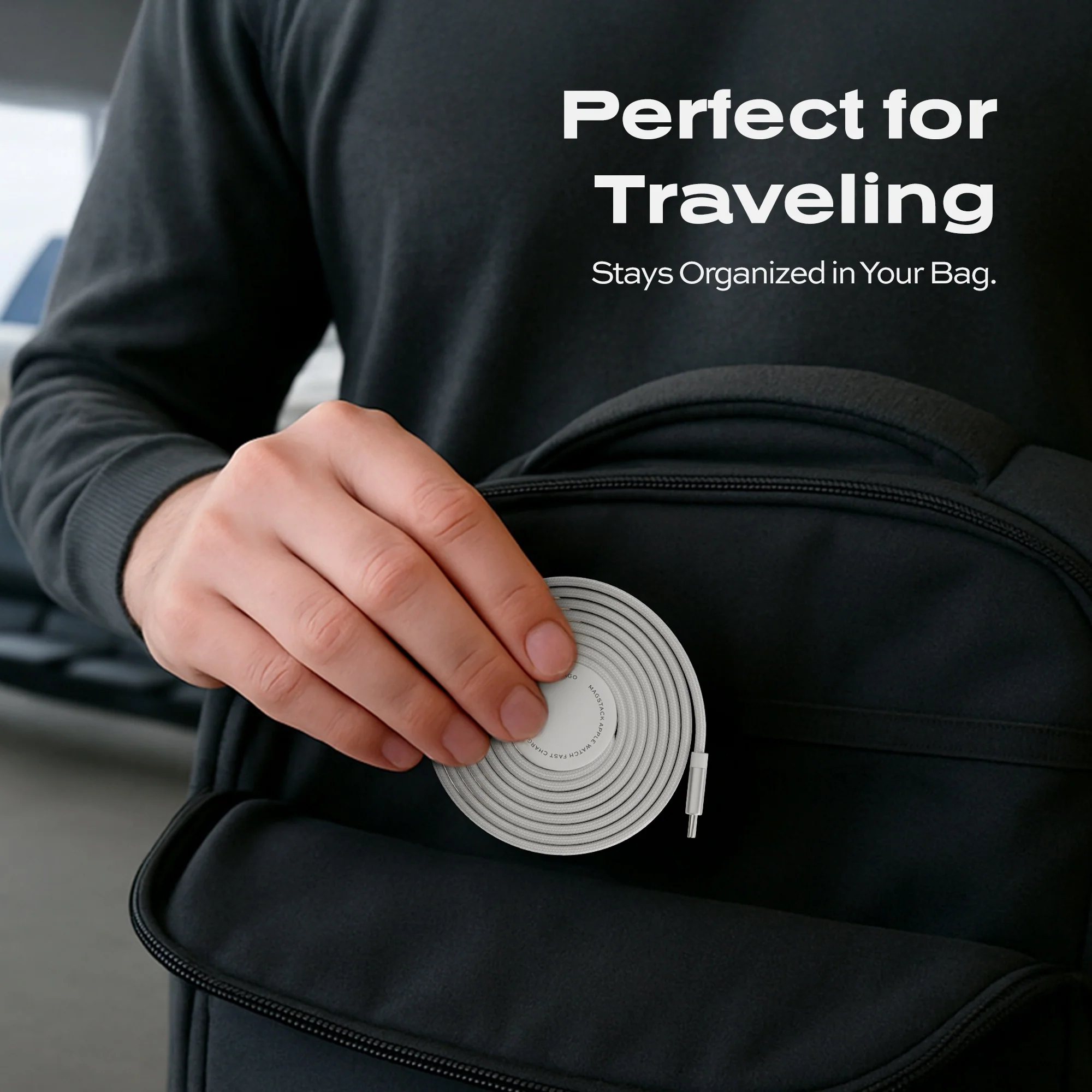 MagStack® Slim For Apple Watch | USB-C Apple Watch Cable | Tangle-Free Magnetic Nylon | 3ft - Image 6