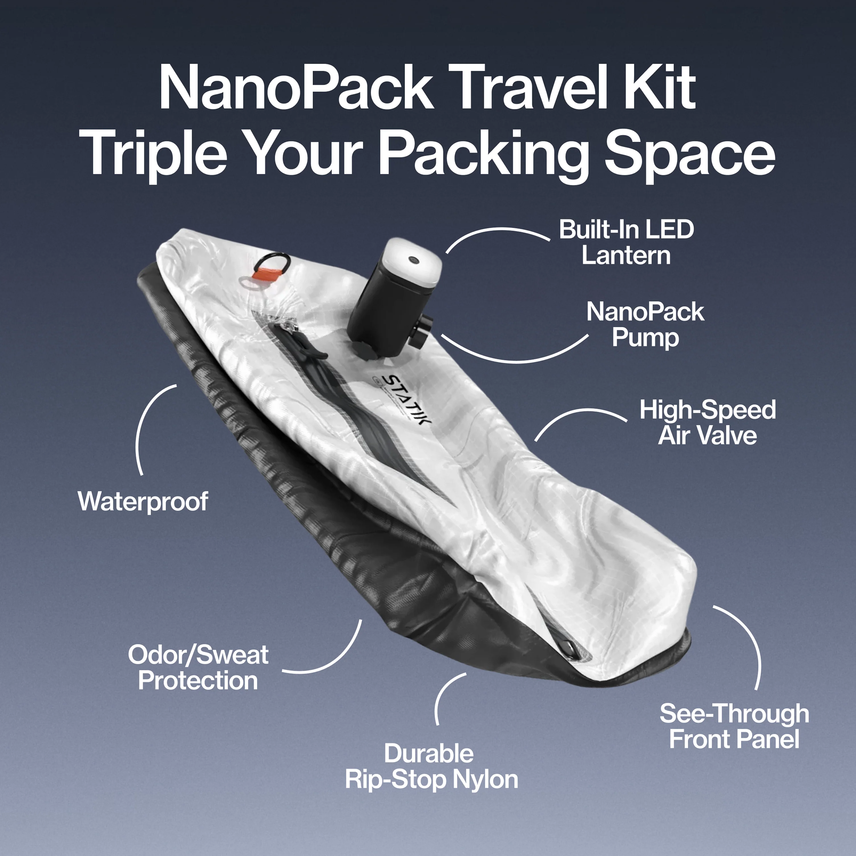 NanoPack™ Travel Kit | 15L Vacuum Compression Bag & Rechargeable Pump B - Image 3