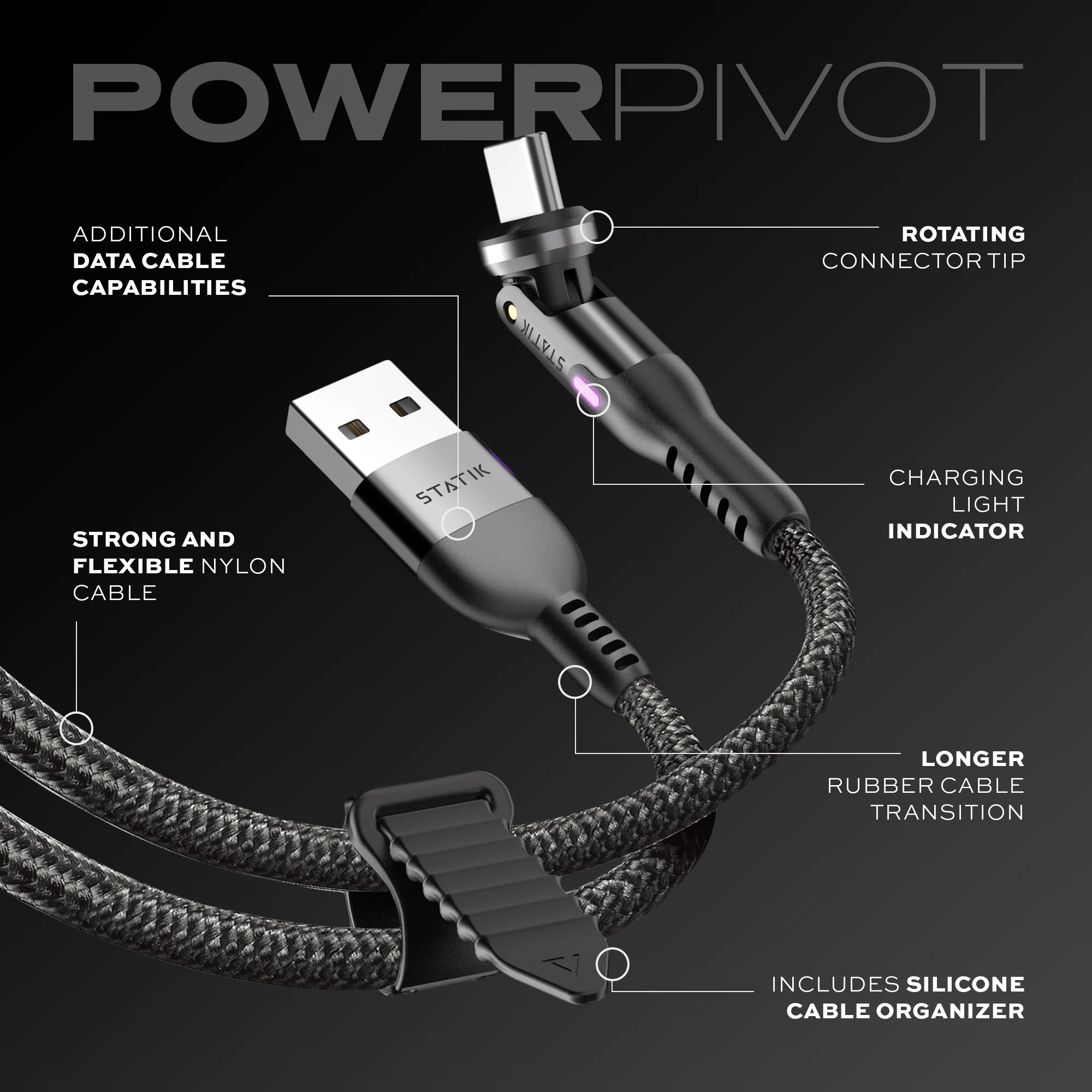 PowerPivot® | Charging & Data Transfer Cable | Rotating Head - Image 8