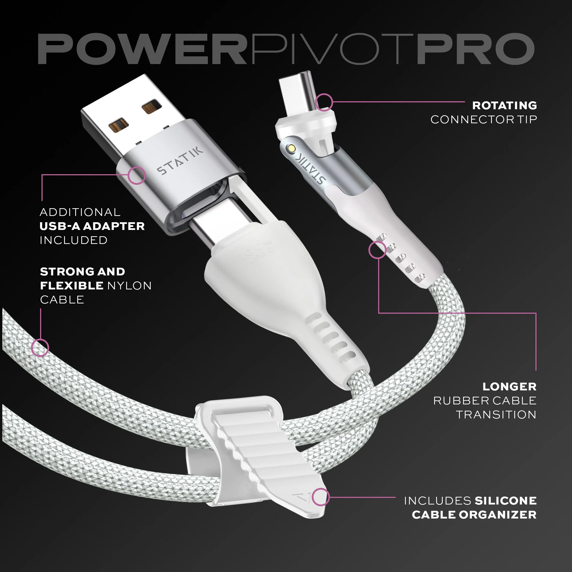 PowerPivot® Pro White | Fast Charge 100W Compatible | Data Transfer - Image 7