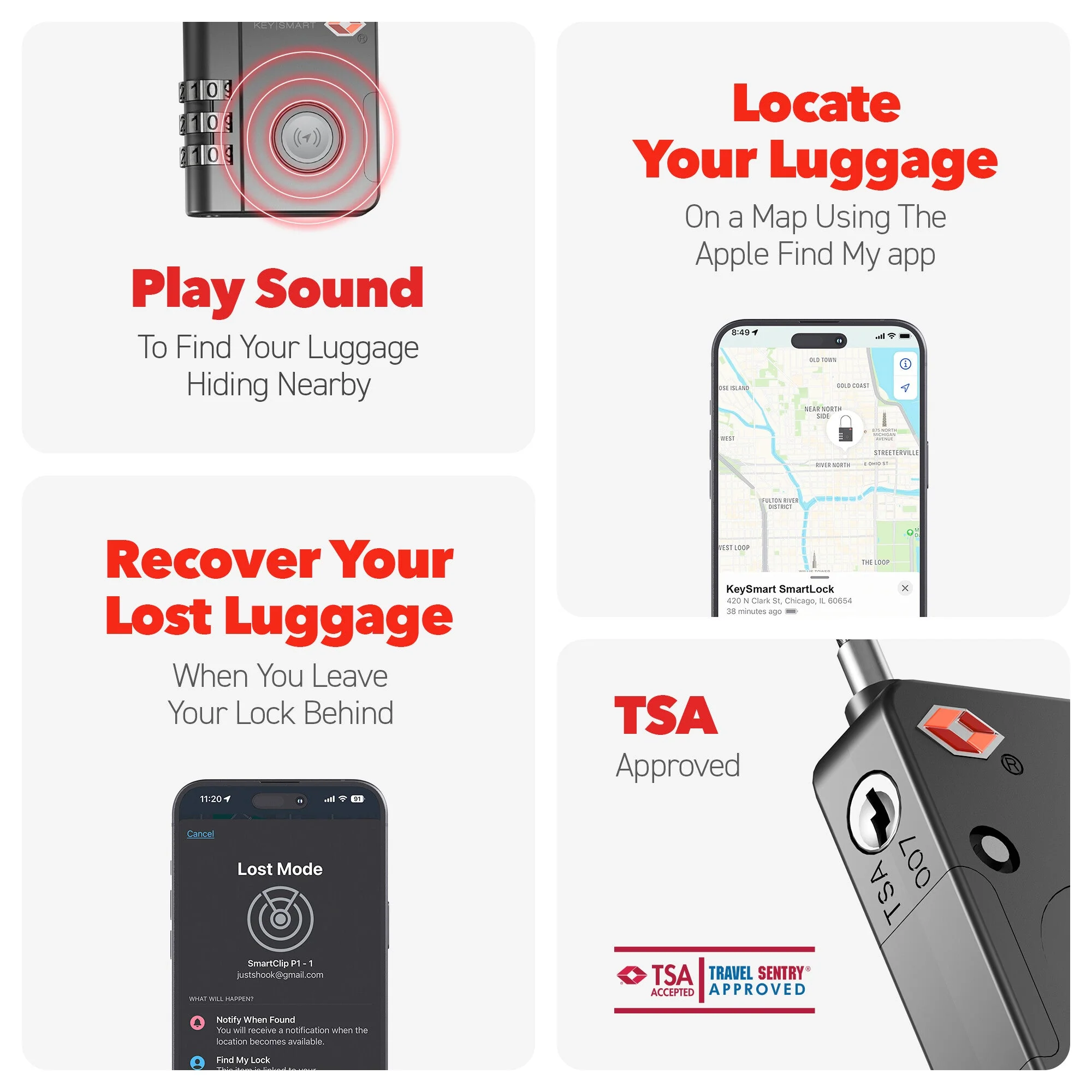 KeySmart® SmartLock | Tracking Device | Luggage Lock | Works With Apple Find My App - Image 5