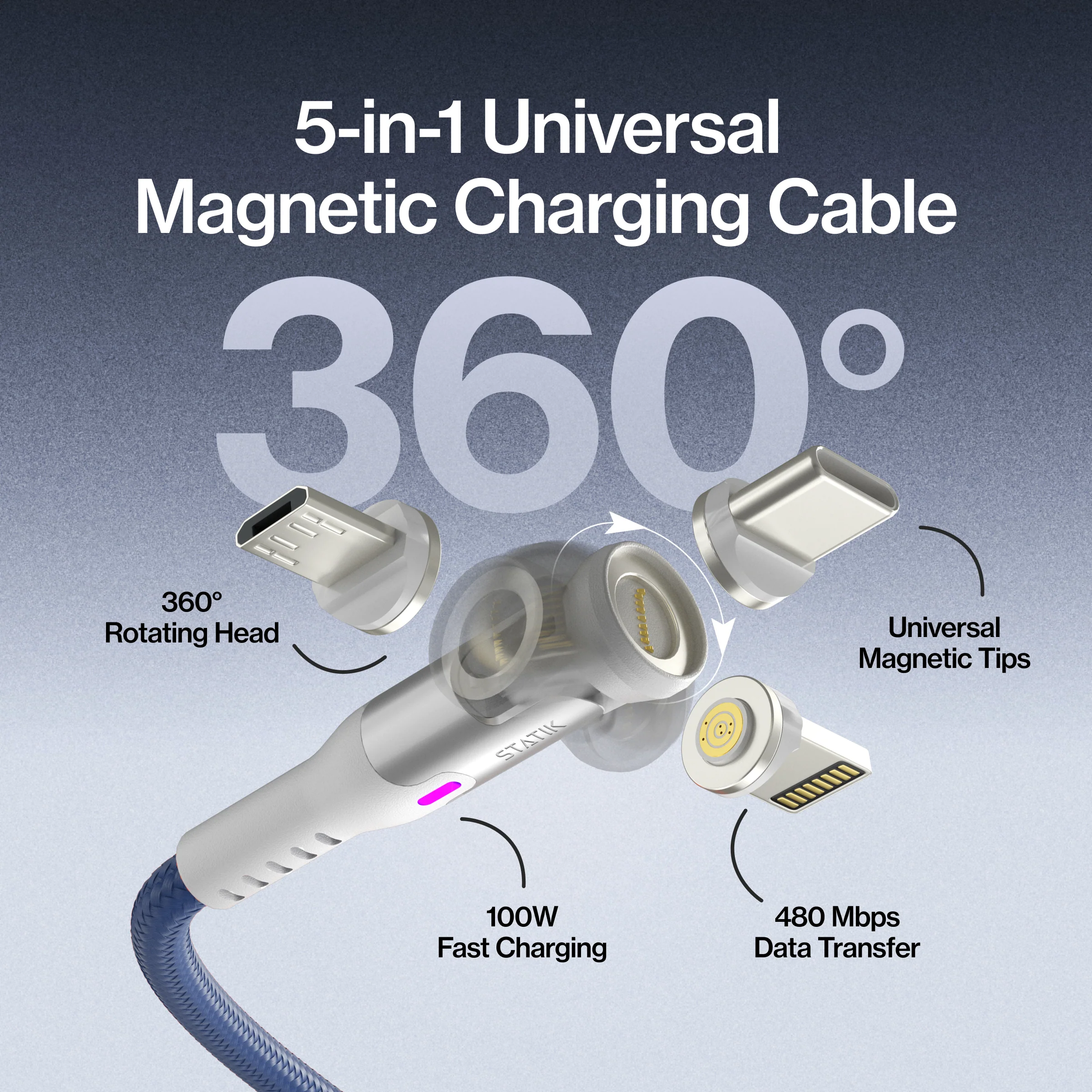 Statik® 360 Pro | 100W Universal Charge & Data Cable - Image 15