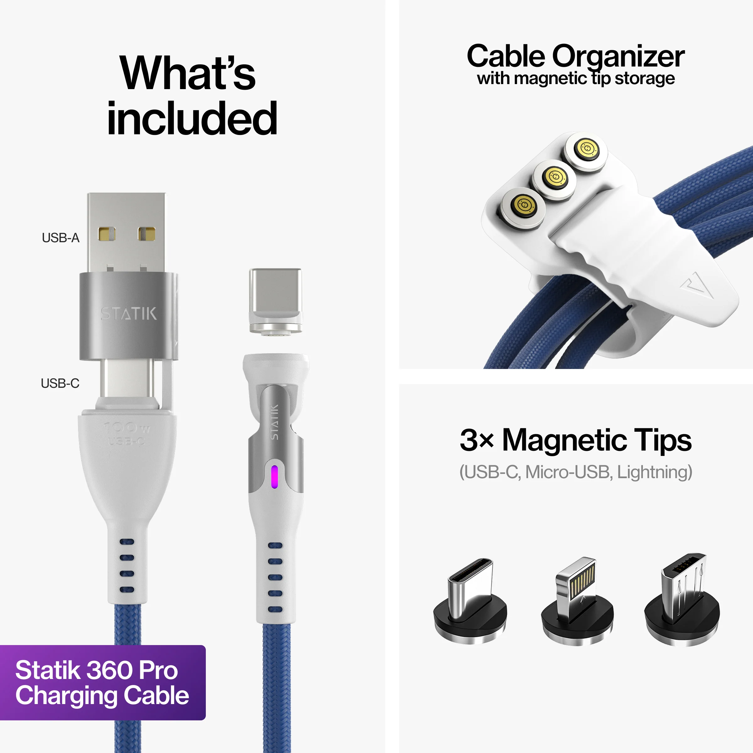 Statik® 360 Pro | 100W Universal Charge & Data Cable - Image 19