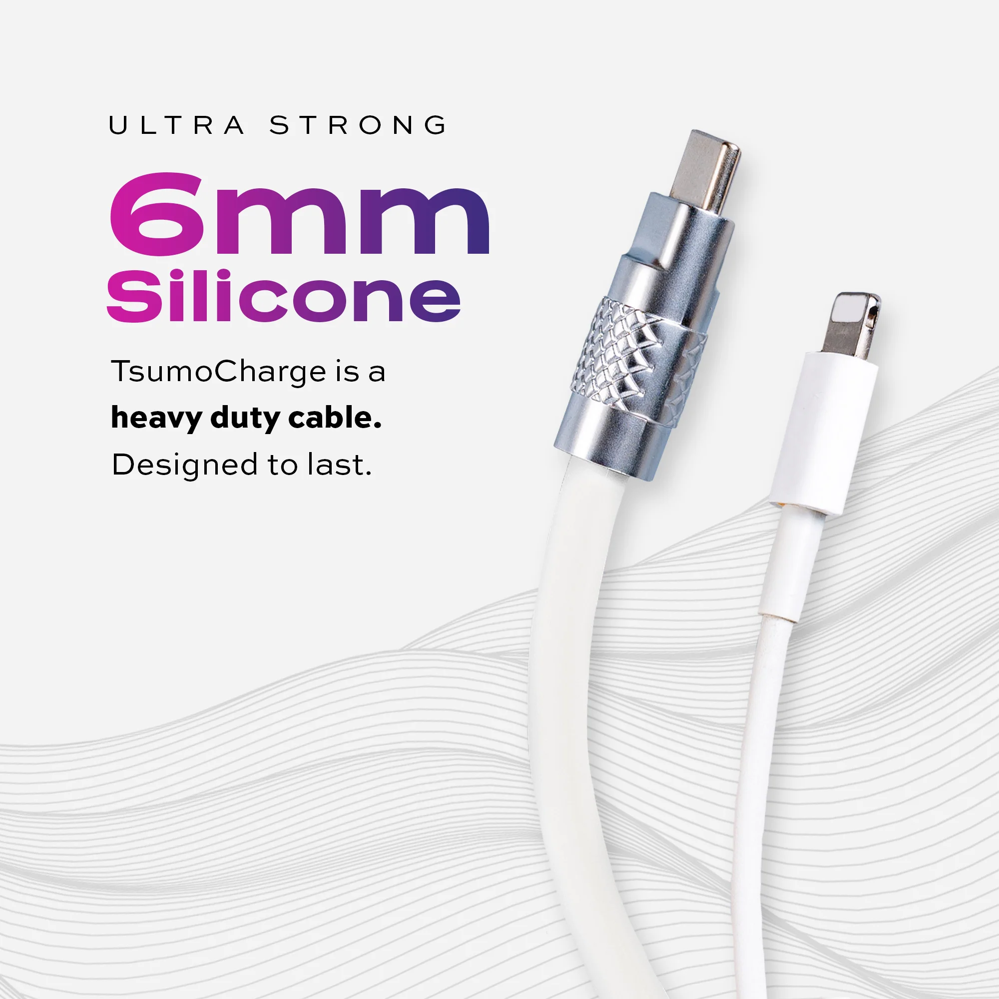 TsumoCharge® | 100W Silicone Charging Cable | White - Image 4