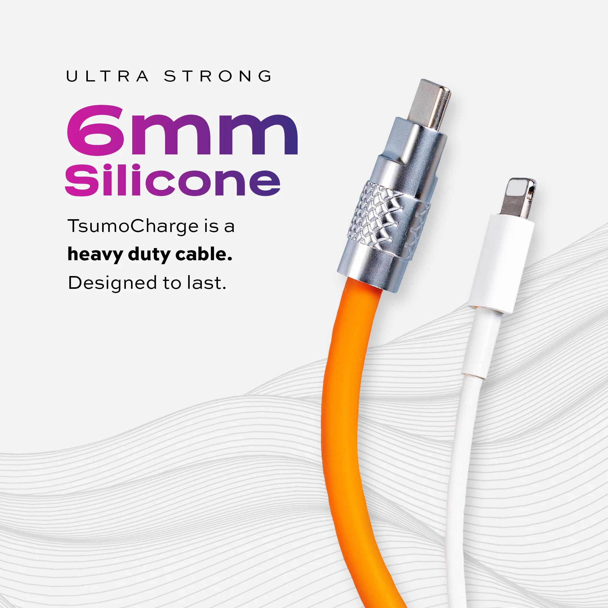 TsumoCharge® | 100W Silicone Charging Cable | Orange - Image 4
