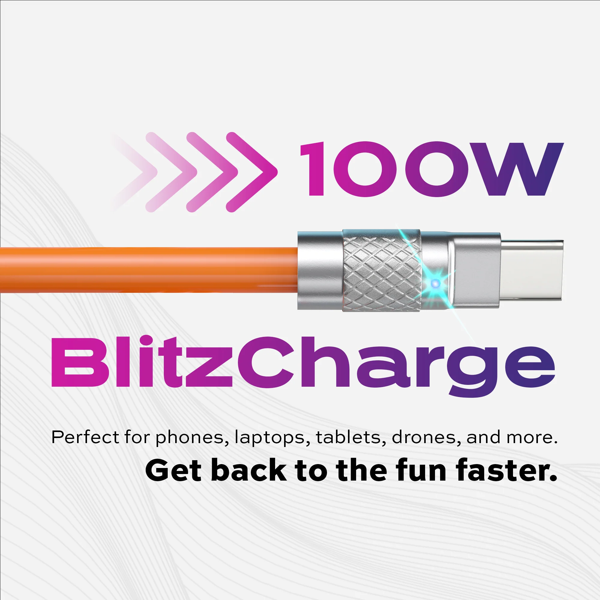 TsumoCharge® | 100W Silicone Charging Cable | Orange - Image 5